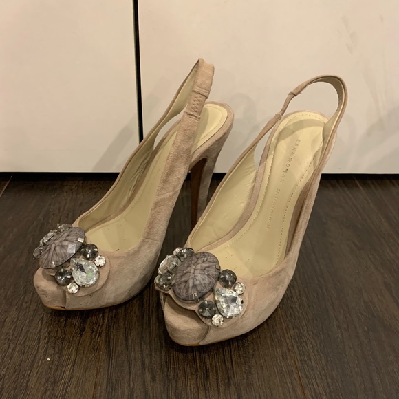 Zara peep toe sling back heels - Picture 2 of 3